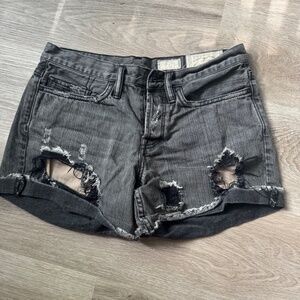 All Saints Kari Faded Black Ripped Denim Shorts